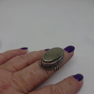 Stunning "APACHE PYRITE" Handmade Sterling Ring Size 8 #854
